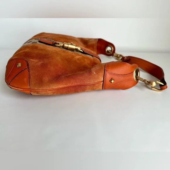 ✨GUCCI Suede Priston Lock Small Jackie O Hobo Shoulder Bag Burnt Orange - Picture 4 of 15